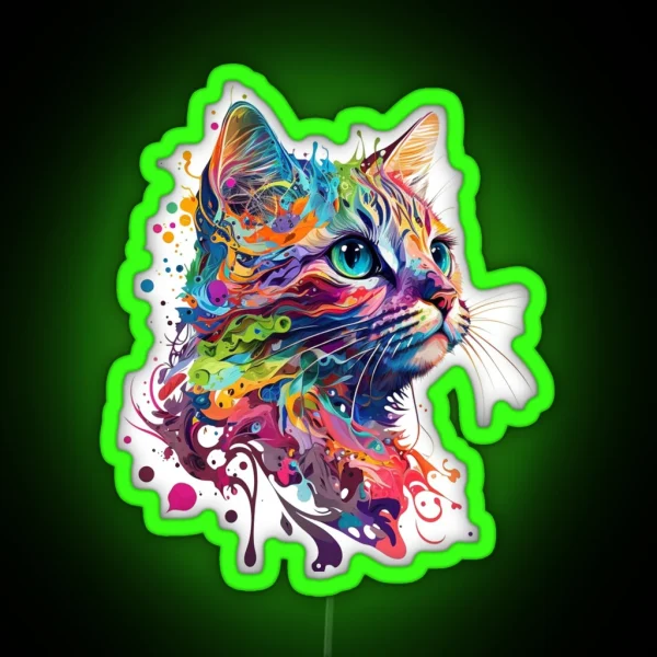 Cute Colourful Cat RGB Neon Sign