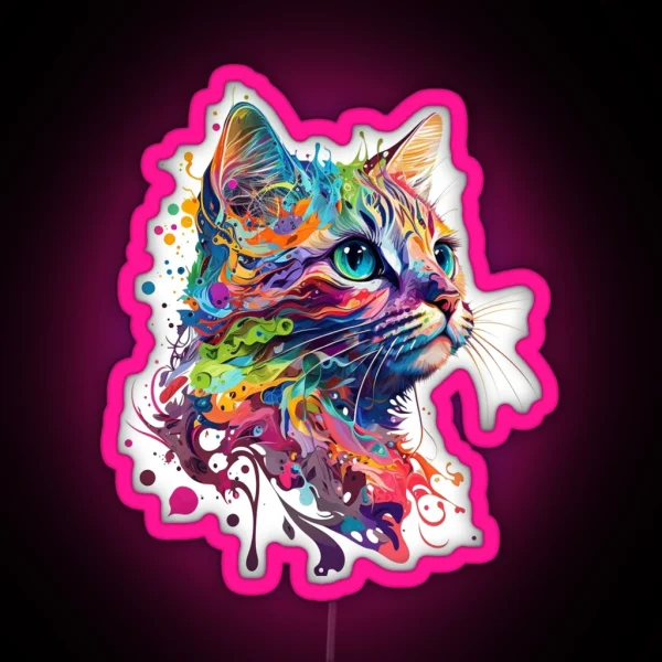 Cute Colourful Cat RGB Neon Sign