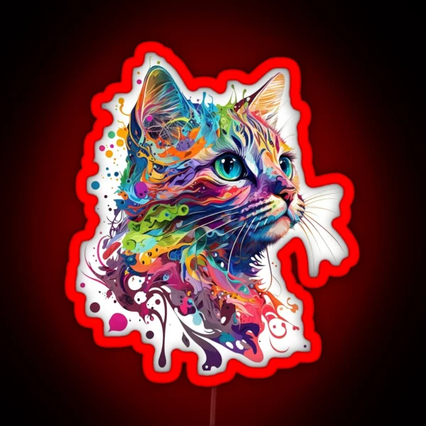 Cute Colourful Cat RGB Neon Sign