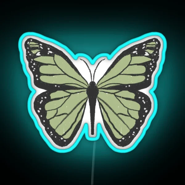 Cute Dainty Sage Green Indie Butterfly RGB Neon Sign