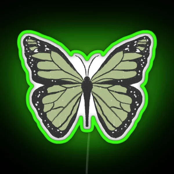 Cute Dainty Sage Green Indie Butterfly RGB Neon Sign