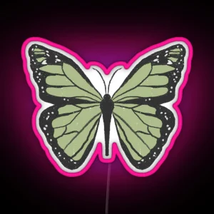 Cute Dainty Sage Green Indie Butterfly RGB Neon Sign