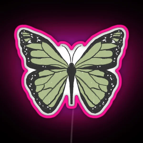 Cute Dainty Sage Green Indie Butterfly RGB Neon Sign