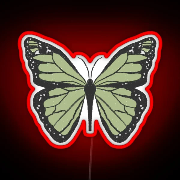 Cute Dainty Sage Green Indie Butterfly RGB Neon Sign