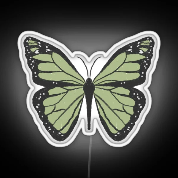 Cute Dainty Sage Green Indie Butterfly RGB Neon Sign