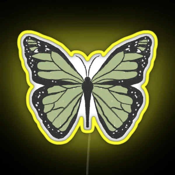 Cute Dainty Sage Green Indie Butterfly RGB Neon Sign