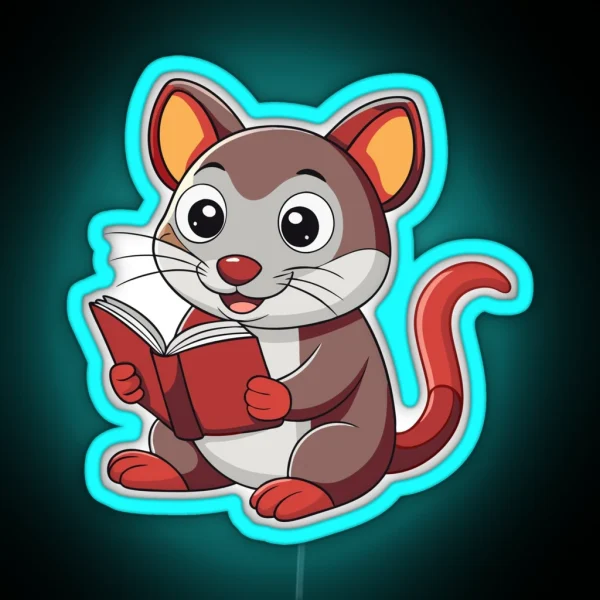 Cute Dassie Rat Reading A Book RGB Neon Sign