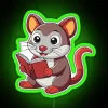Unique RGB Neon Sign Featuring Adorable Dassie Rat Reading Book