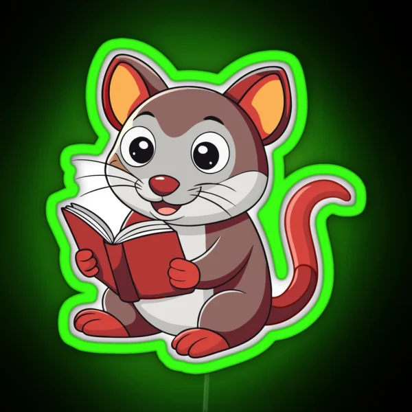 Cute Dassie Rat Reading A Book RGB Neon Sign