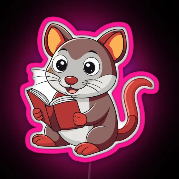 Cute Dassie Rat Reading A Book RGB Neon Sign