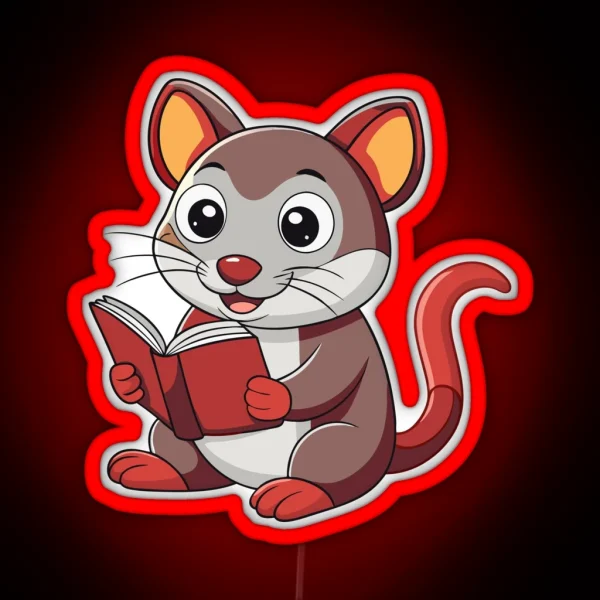 Cute Dassie Rat Reading A Book RGB Neon Sign