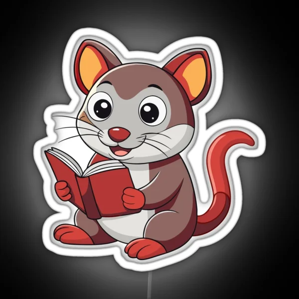 Cute Dassie Rat Reading A Book RGB Neon Sign
