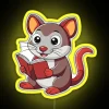 RGB Color-Changing Cute Daschund Face Holding Opened Book Sign Design