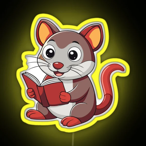 Cute Dassie Rat Reading A Book RGB Neon Sign