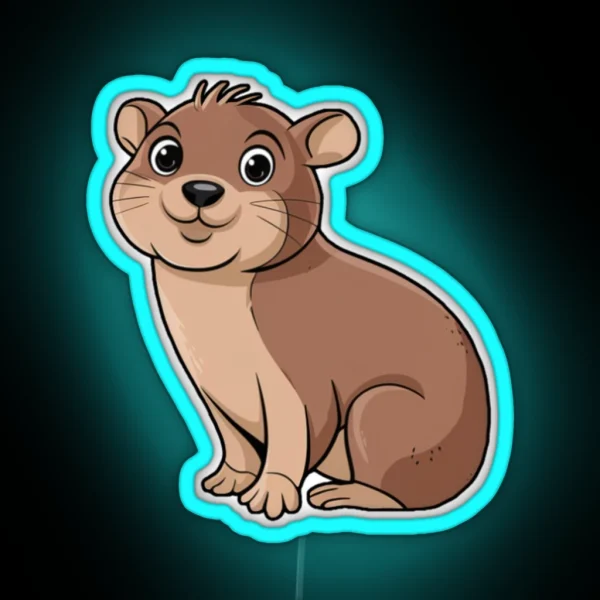 Cute Dessie Hyrax In Cartoon Style RGB Neon Sign