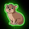 Vibrant Neon RGB Sign Featuring Adorable Cartoon Dessie Hyrax Decoration