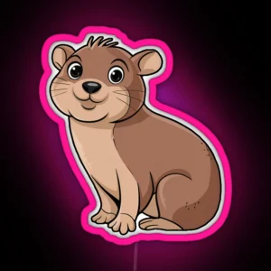 Cute Dessie Hyrax In Cartoon Style RGB Neon Sign