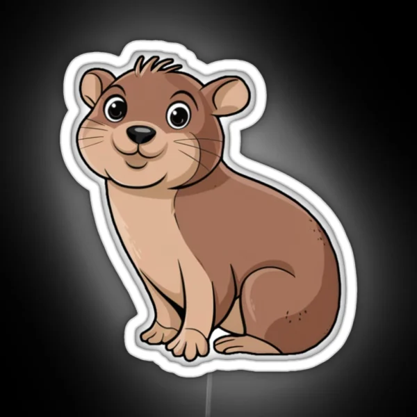 Cute Dessie Hyrax In Cartoon Style RGB Neon Sign