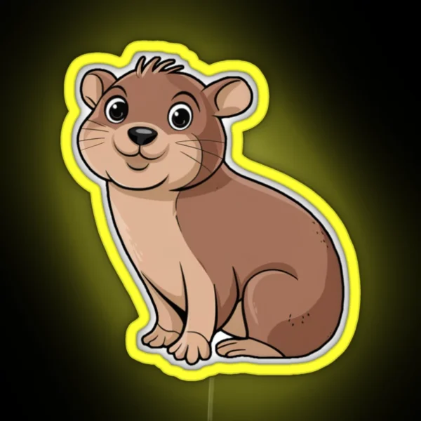 Cute Dessie Hyrax In Cartoon Style RGB Neon Sign