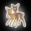 Colorful Cute Fawns in Vibrant Neon Glowing Outdoor Sign Decor