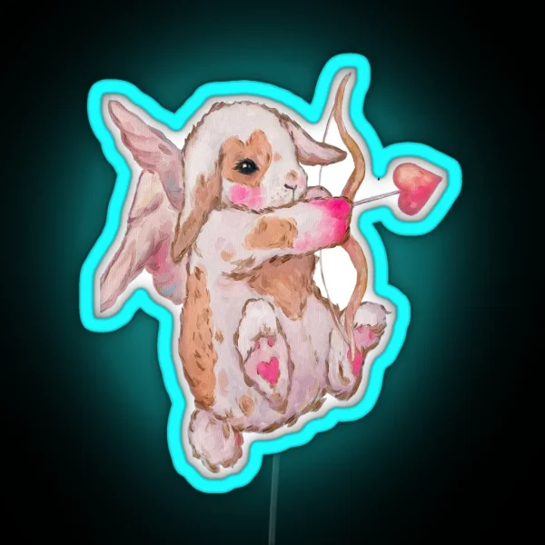 Cute Flirty Bunny RGB Neon Sign