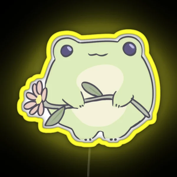 Cute Frog Holding Flower RGB Neon Sign