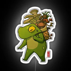 Cute Frog Mushroom Picker Art RGB Neon Sign