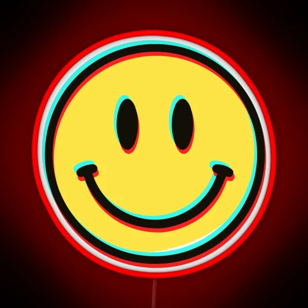 Cute Funny Trippy 3D Happy Face Cool Helmet Or Funny Motorcycle And Bumper Design RGB Neon Sign