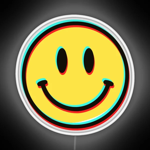 Cute Funny Trippy 3D Happy Face Cool Helmet Or Funny Motorcycle And Bumper Design RGB Neon Sign