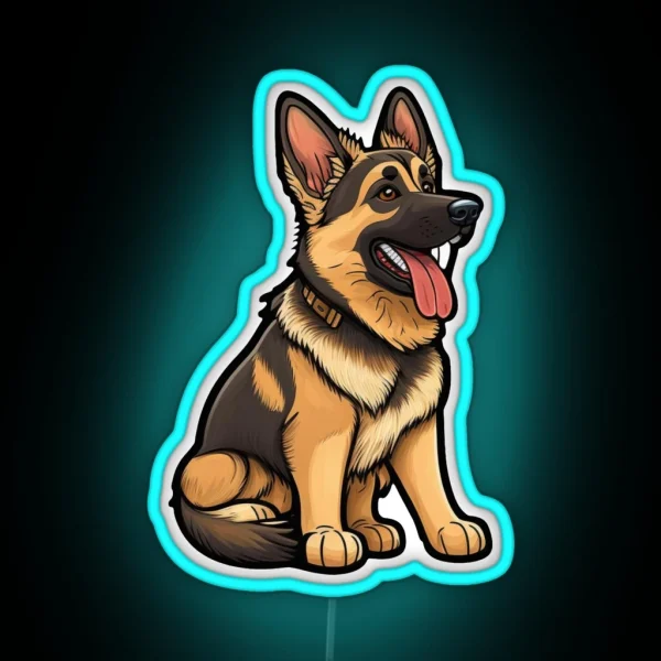 Cute German Shepard Dog RGB Neon Sign