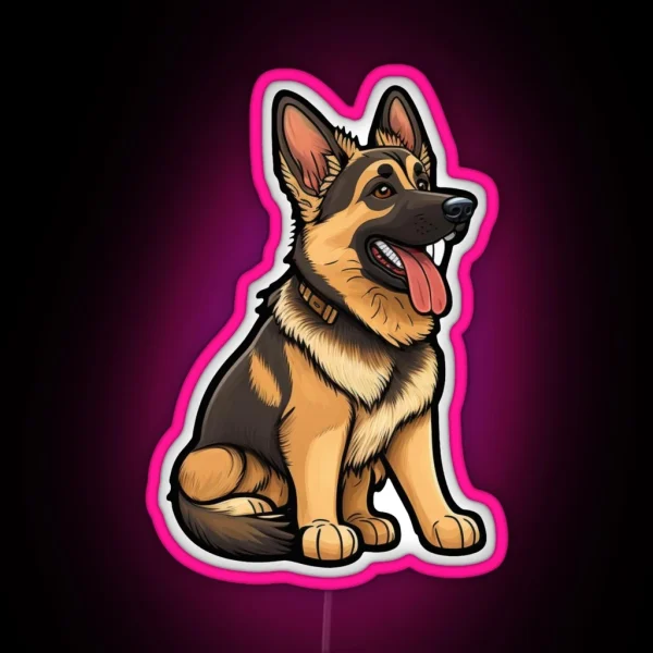 Cute German Shepard Dog RGB Neon Sign