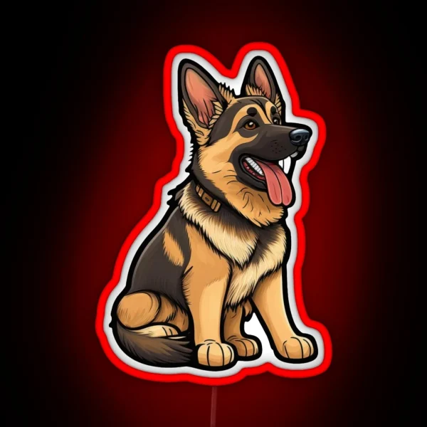 Cute German Shepard Dog RGB Neon Sign