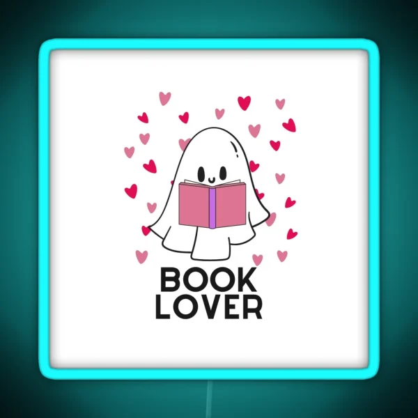 Cute Ghost Book Lover RGB Neon Sign