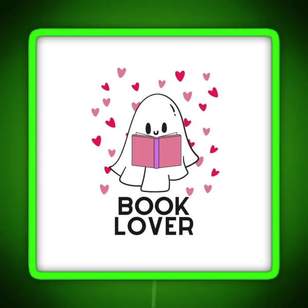 Cute Ghost Book Lover RGB Neon Sign