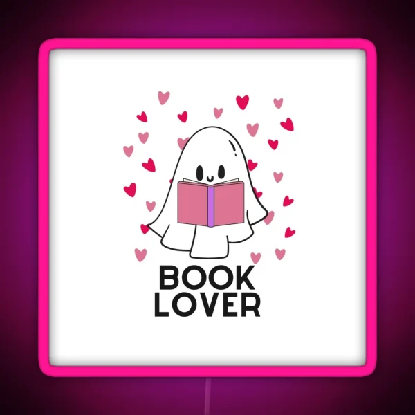 Cute Ghost Book Lover RGB Neon Sign