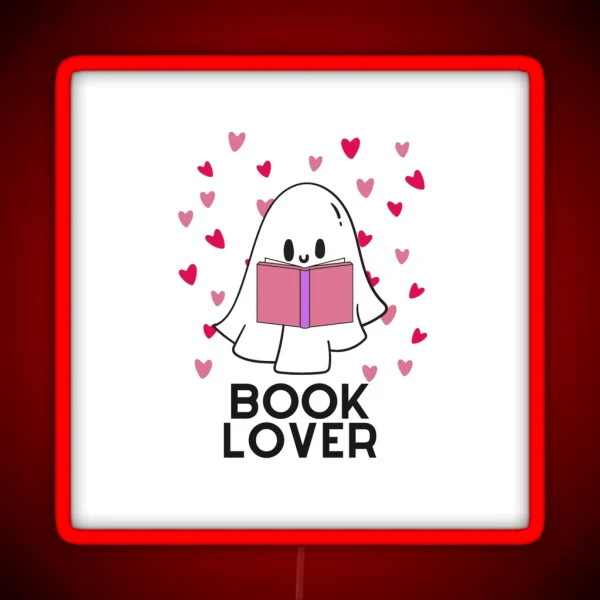 Cute Ghost Book Lover RGB Neon Sign