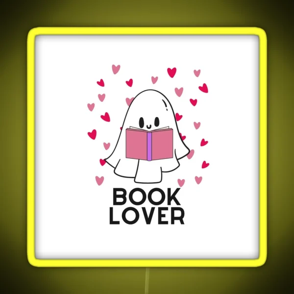 Cute Ghost Book Lover RGB Neon Sign