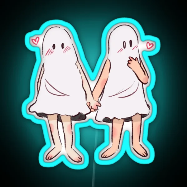 Cute Ghost Couple RGB Neon Sign