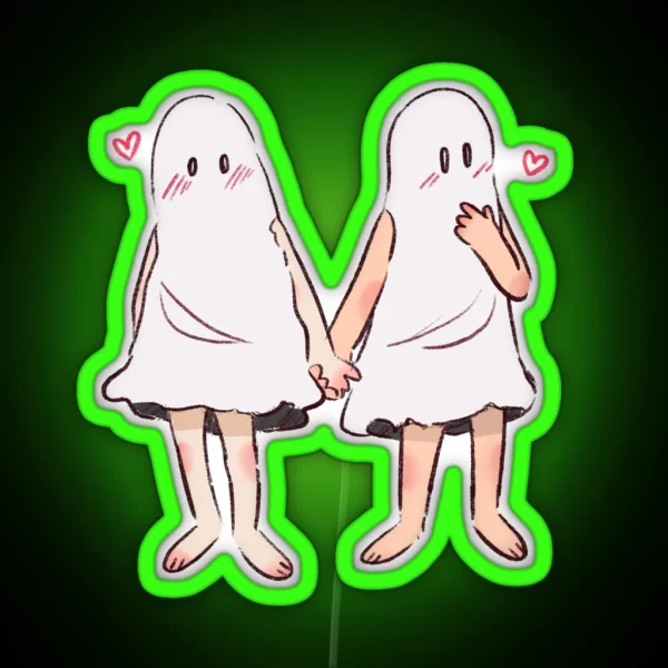 Cute Ghost Couple RGB Neon Sign