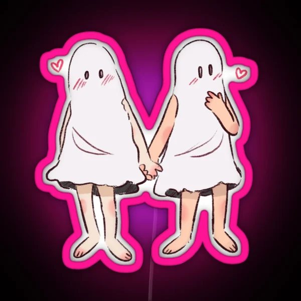 Cute Ghost Couple RGB Neon Sign