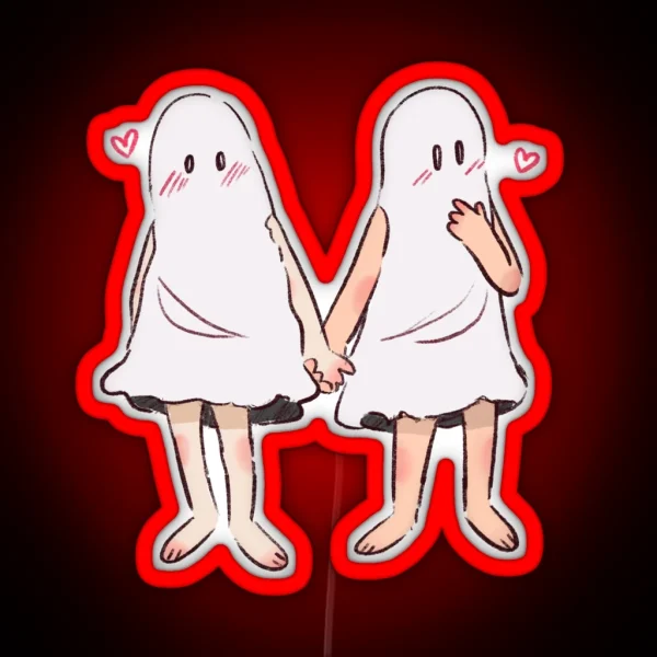 Cute Ghost Couple RGB Neon Sign