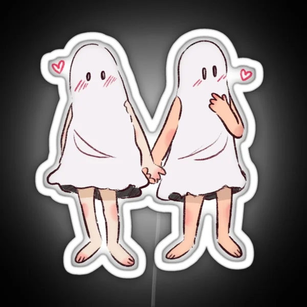 Cute Ghost Couple RGB Neon Sign