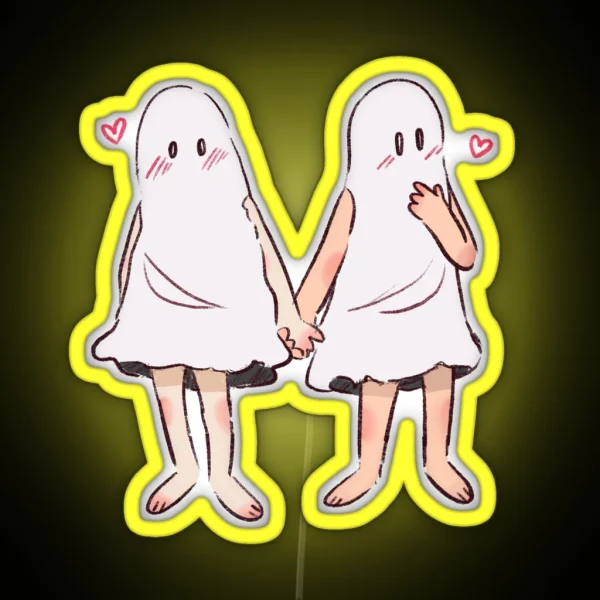 Cute Ghost Couple RGB Neon Sign