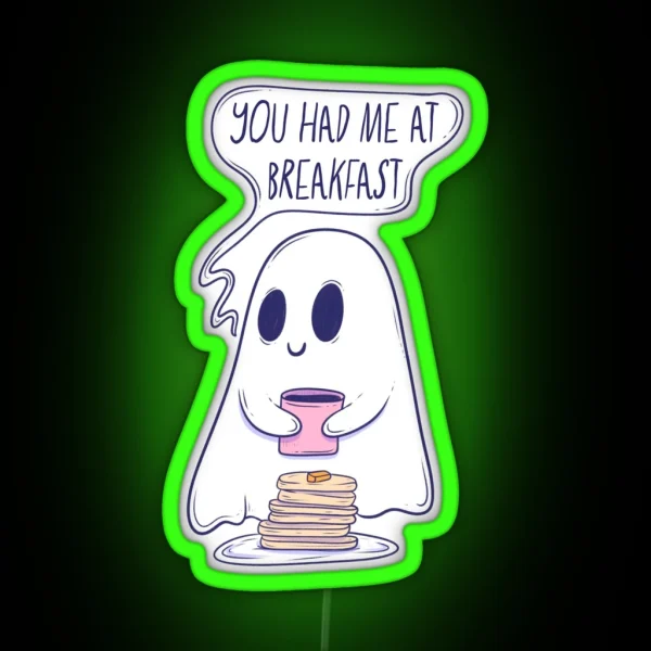 Cute Ghost Pancake Lover Breakfast Spirit Begging For RGB Neon Sign