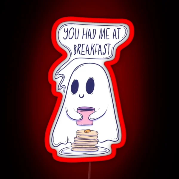 Cute Ghost Pancake Lover Breakfast Spirit Begging For RGB Neon Sign