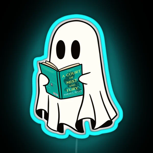 Cute Ghost Reading Acomaf Book Spooky Book Club Kindle RGB Neon Sign
