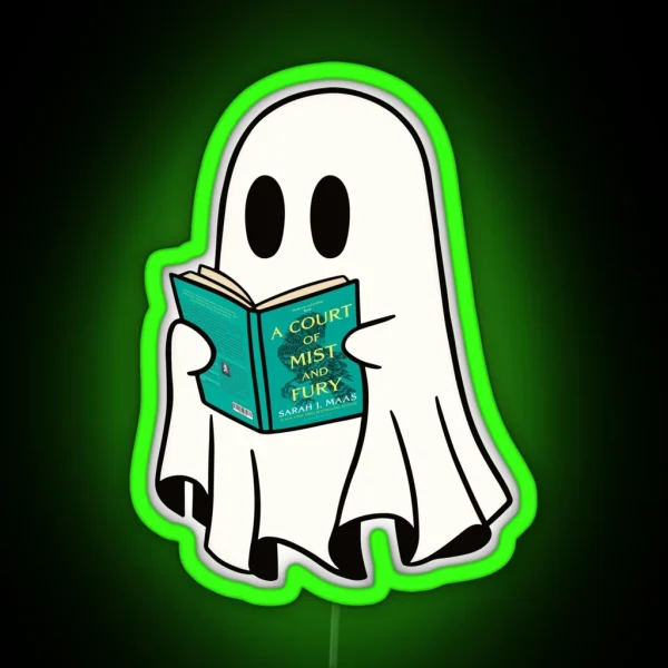 Cute Ghost Reading Acomaf Book Spooky Book Club Kindle RGB Neon Sign