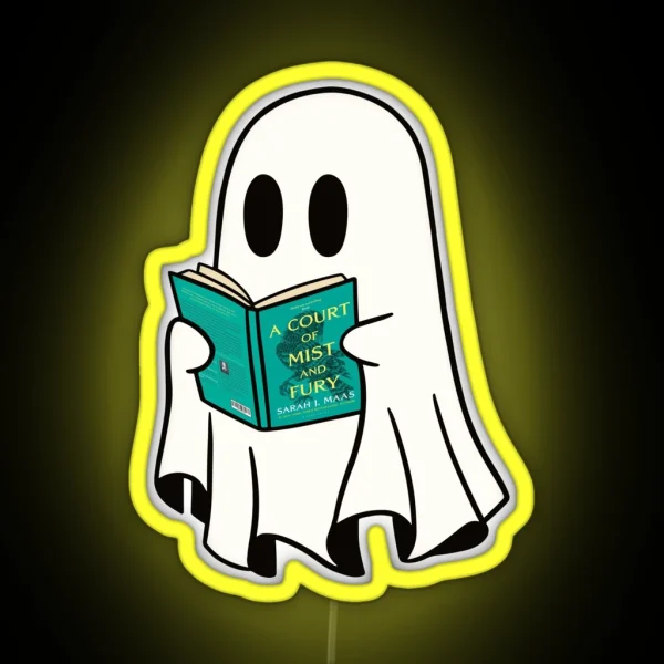 Cute Ghost Reading Acomaf Book Spooky Book Club Kindle RGB Neon Sign