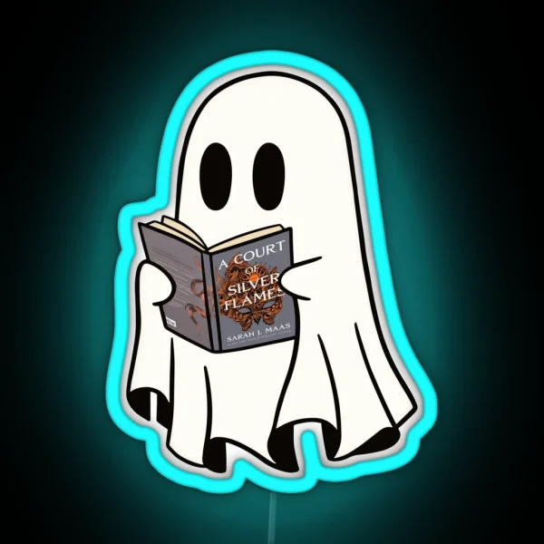 Cute Ghost Reading Acosf Book Spooky Book Club Kindle RGB Neon Sign