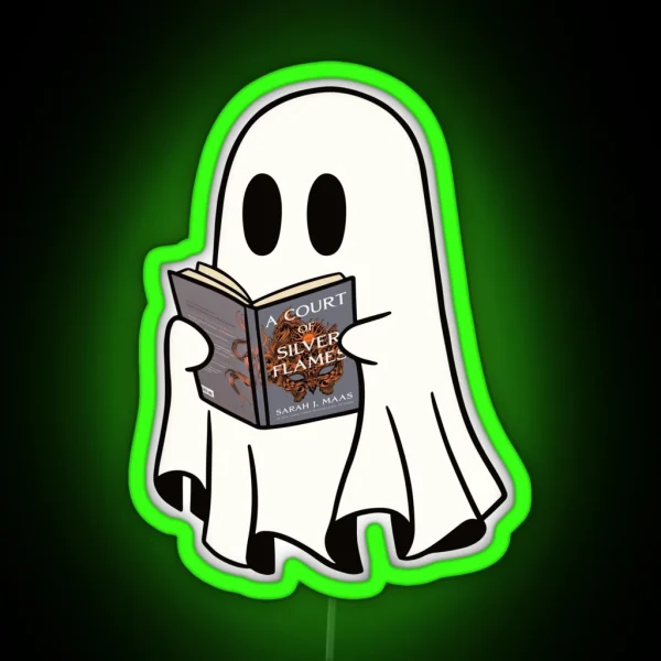 Cute Ghost Reading Acosf Book Spooky Book Club Kindle RGB Neon Sign